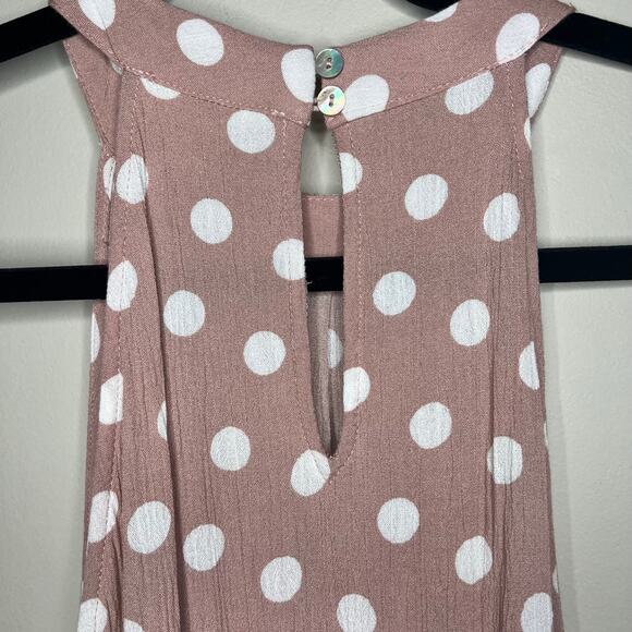 Entro Mauve with white polka dots front ruffle halter neck Size Large - Picture 7 of 8